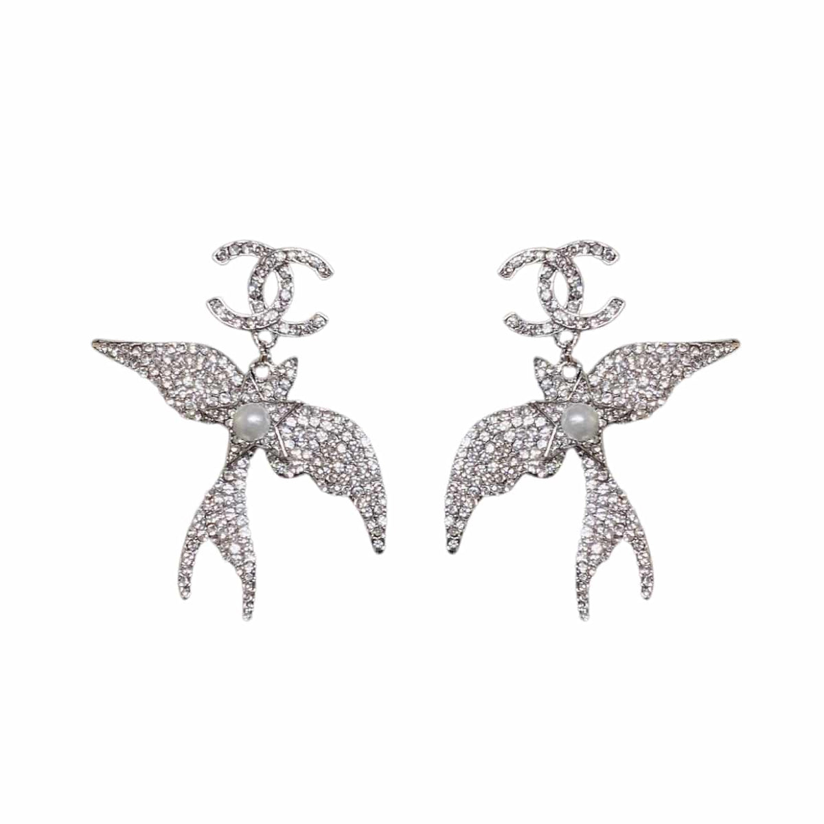 CHANEL PENDANT EARRINGS  GLASS PEARLS SILVER ABF754 B20575 U0940