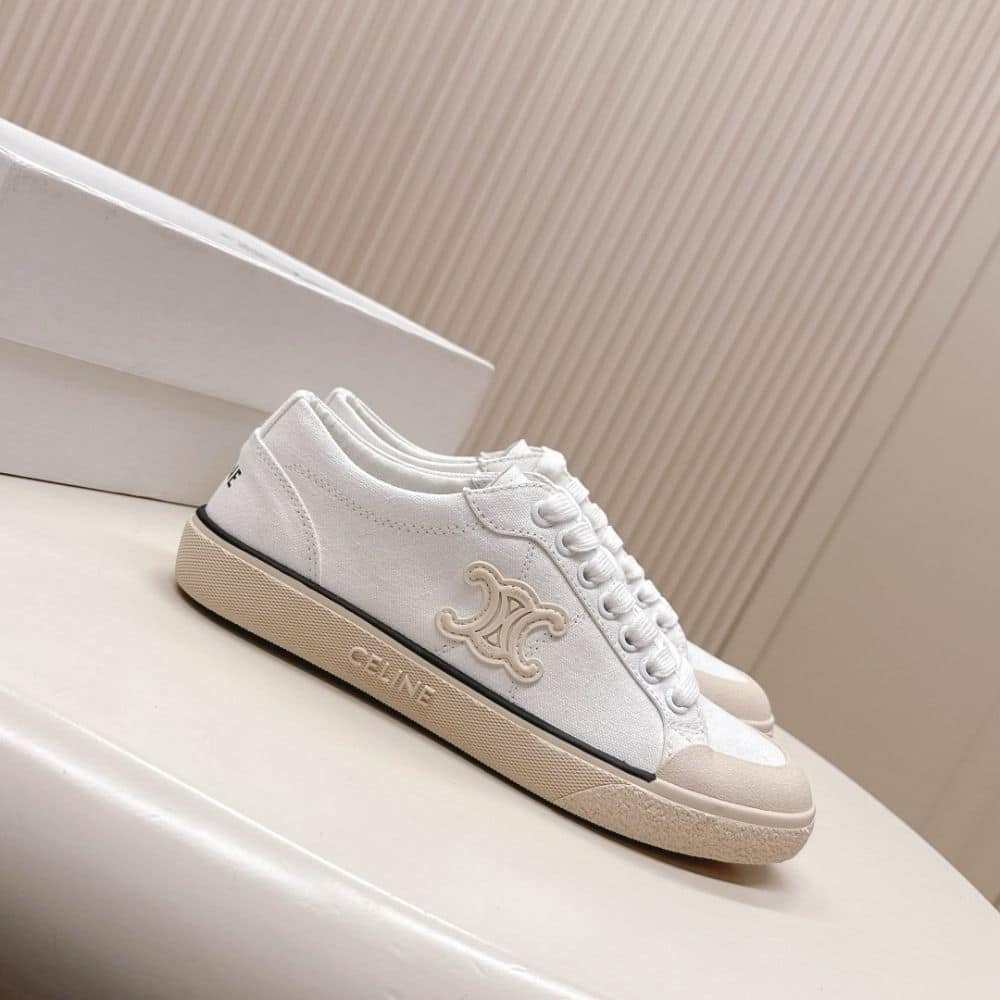 CELINE ALAN SNEAKERS WITH TRIOMPHE IN CANVAS OPTIC WHITE 363675148C 01OP