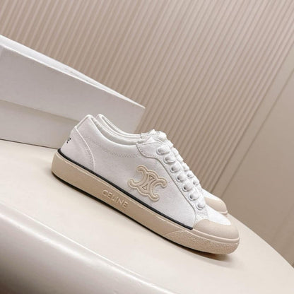 CELINE ALAN SNEAKERS WITH TRIOMPHE IN CANVAS OPTIC WHITE 363675148C 01OP