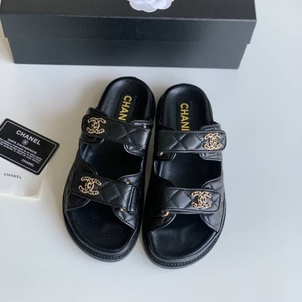 CHANEL CC DIAMOND QUILT SANDAL BLACK G45507 B15805 94305