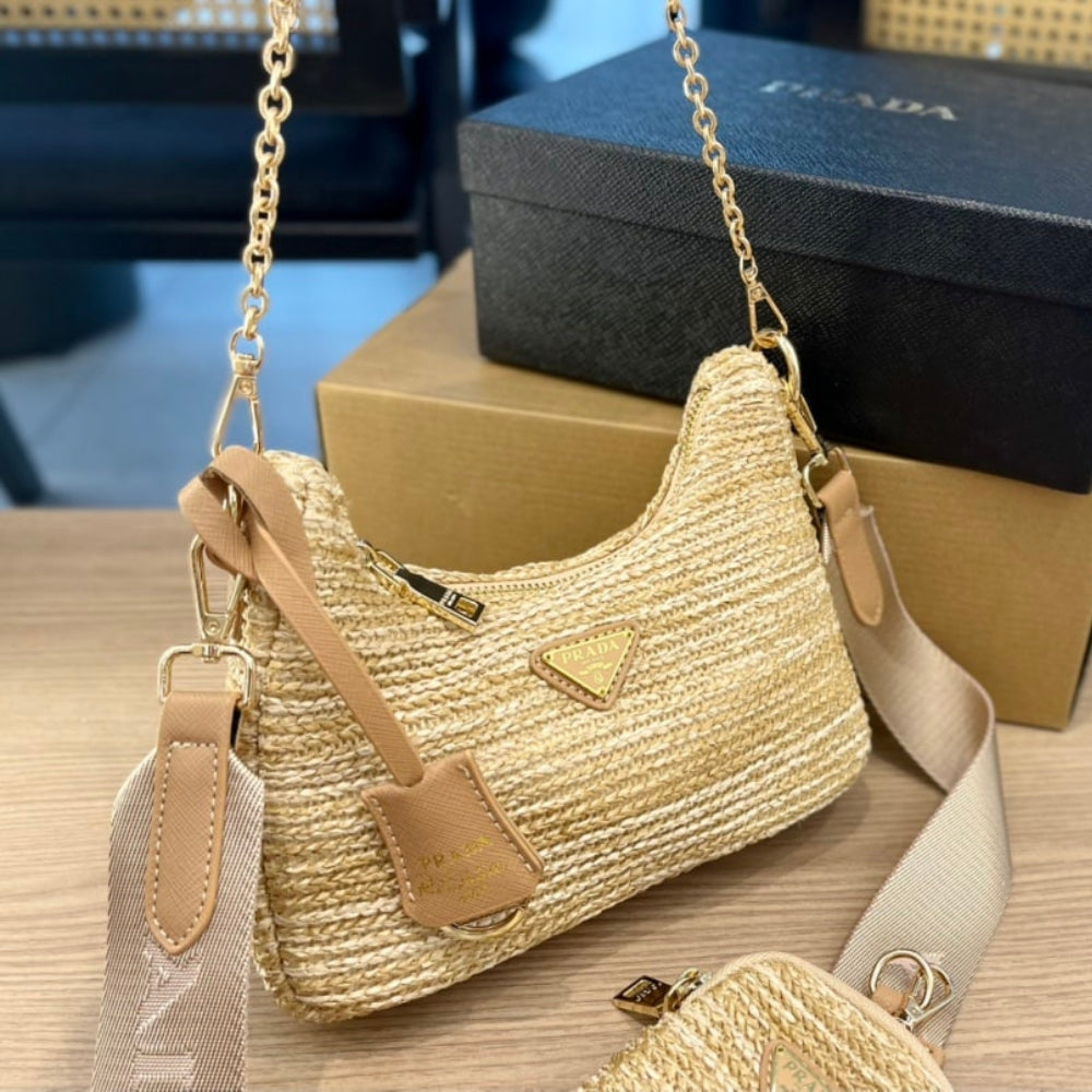 Prada Re-Edition 2005 Raffia Bag Tan 1BH2042A2TF0018VV9L