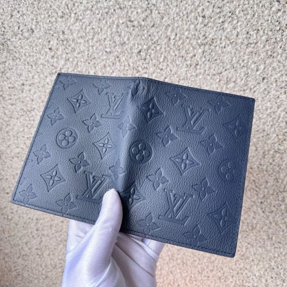 Louis Vuitton Passport Cover Monogram Shadow Navy Blue 14Cm M14792