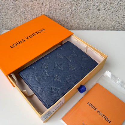 Louis Vuitton Passport Cover Monogram Shadow Navy Blue 14Cm M14792