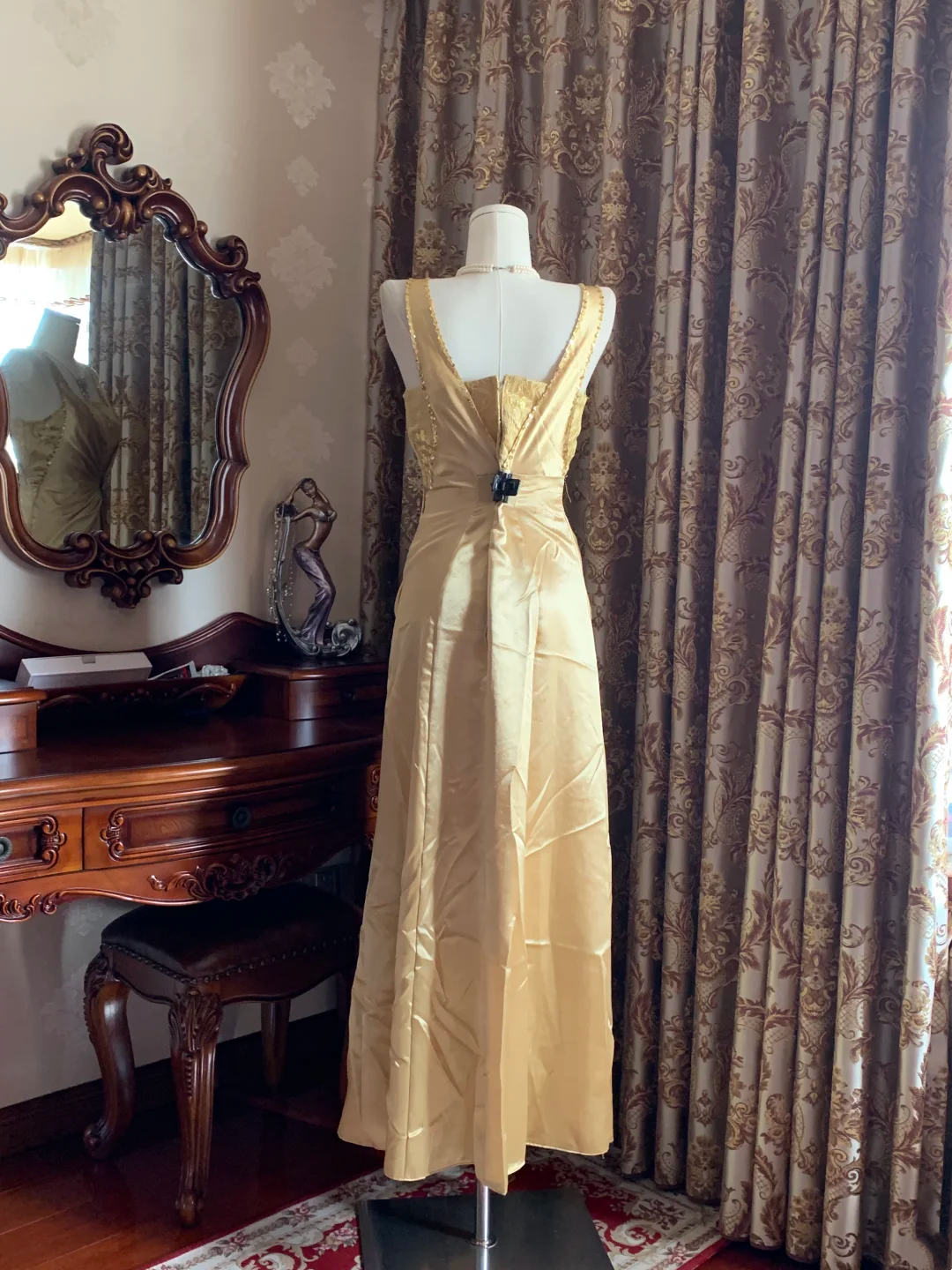 Gold Spaghetti Strap Square Neck Fitted Waist Slim Elegant Prom Dress, Evening Ball Gown gh7287