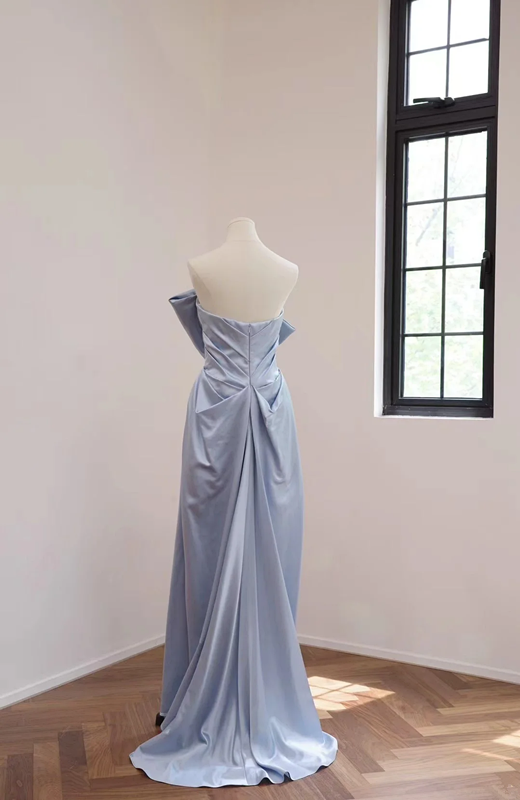 Light blue strapless fitted waist sexy long ball gown R8542