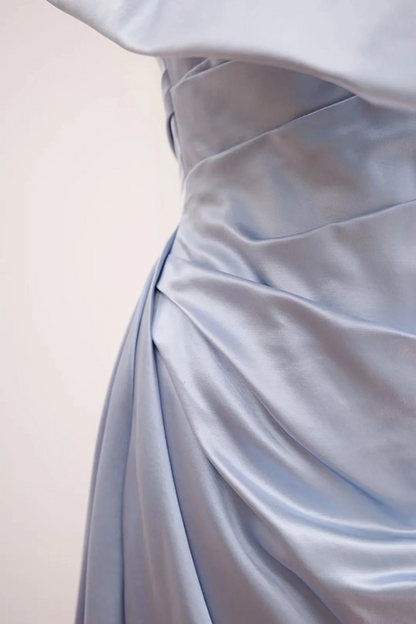Light blue strapless fitted waist sexy long ball gown R8542