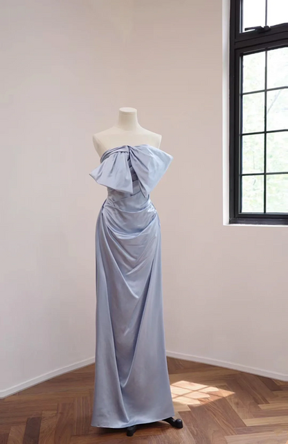Light blue strapless fitted waist sexy long ball gown R8542