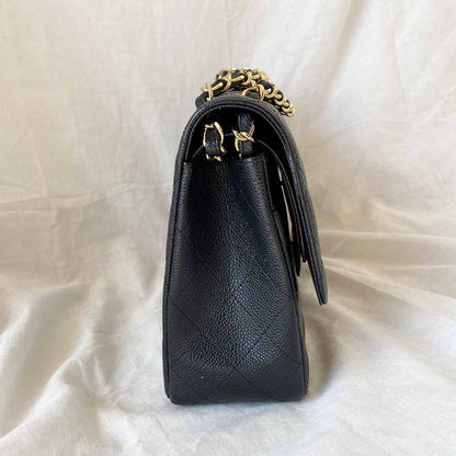 Chanel Black Jumbo Caviar Double Flap Classic Bag