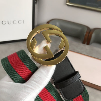 Gucci Web Belt With G Buckle Green 4Cm