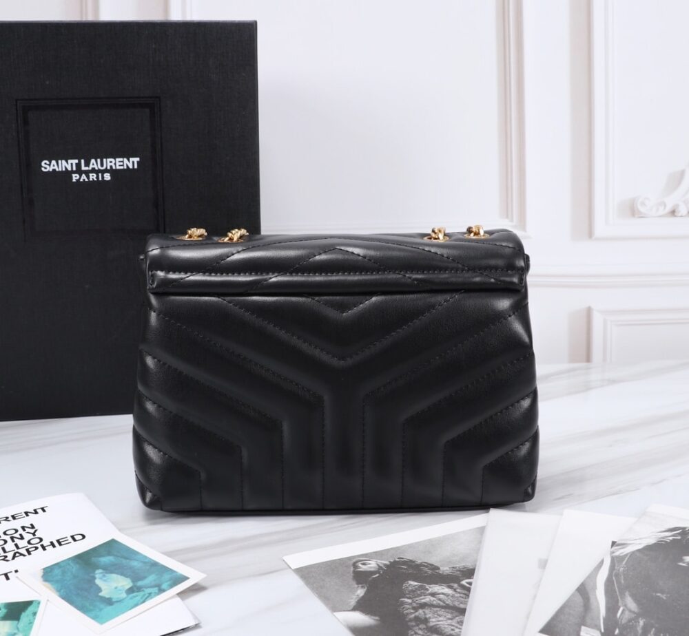Saint Laurent Loulou Small Chain Bag In Matelassé Y Black Gold 23Cm 494699DV7271000
