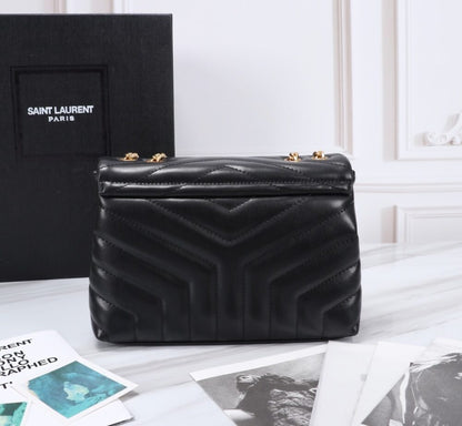 Saint Laurent Loulou Small Chain Bag In Matelassé Y Black Gold 23Cm 494699DV7271000