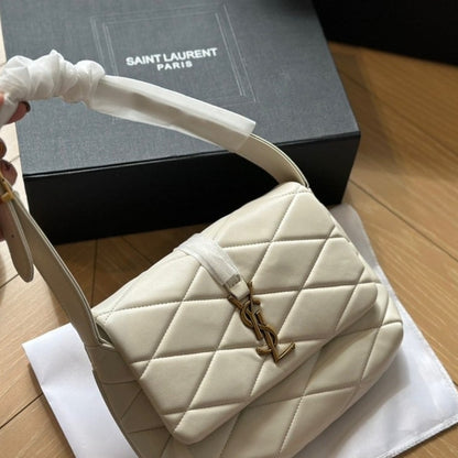 Saint Laurent Le 57 Quilted Leather Shoulder Bag White 27Cm