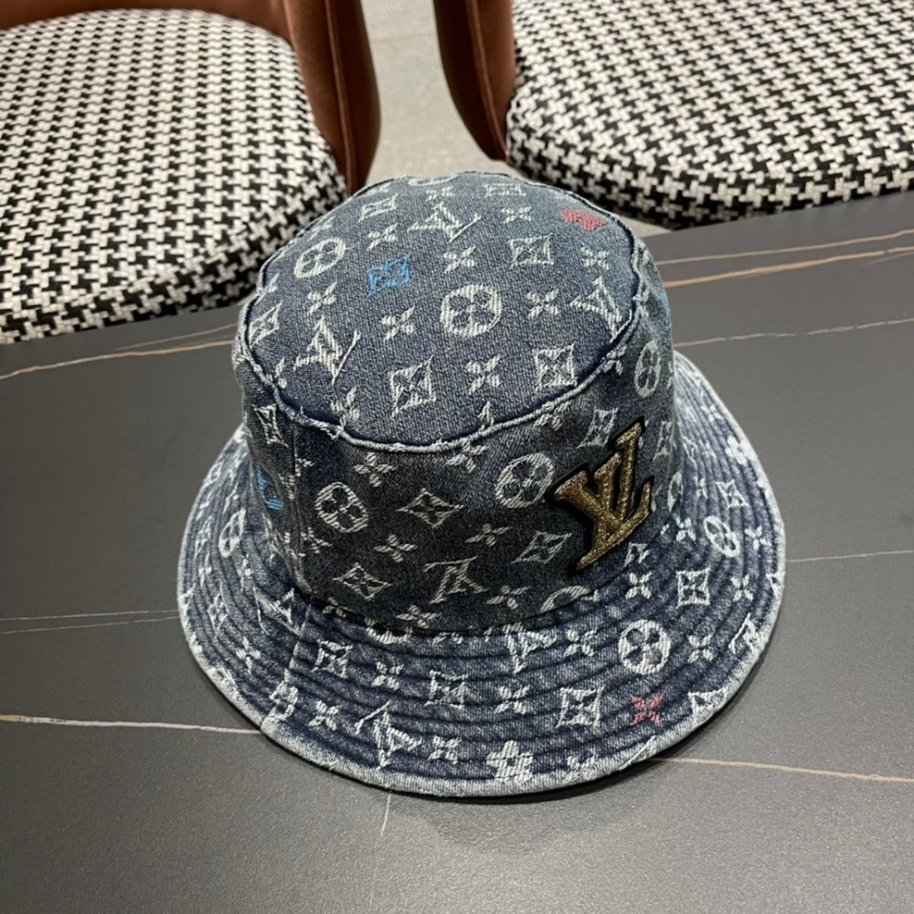 Louis Vuitton Monogram Bucket LV Logo Denim Blue