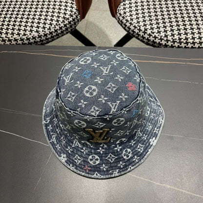 Louis Vuitton Monogram Bucket LV Logo Denim Blue