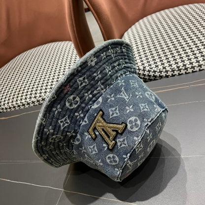 Louis Vuitton Monogram Bucket LV Logo Denim Blue