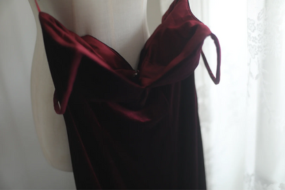 Dark red halter-neck, fitted, bodycon mermaid long ball gown, bridal dress R6831