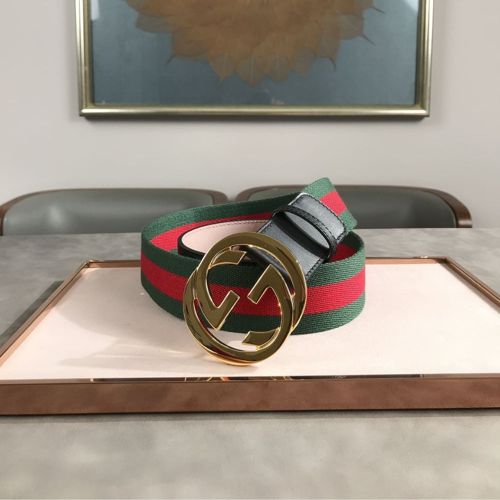 Gucci Web Belt With G Buckle Green 4Cm