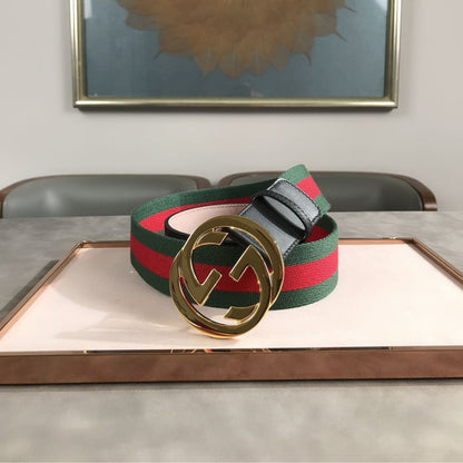 Gucci Web Belt With G Buckle Green 4Cm