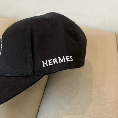 Hermes Baseball Cap Black H Logo