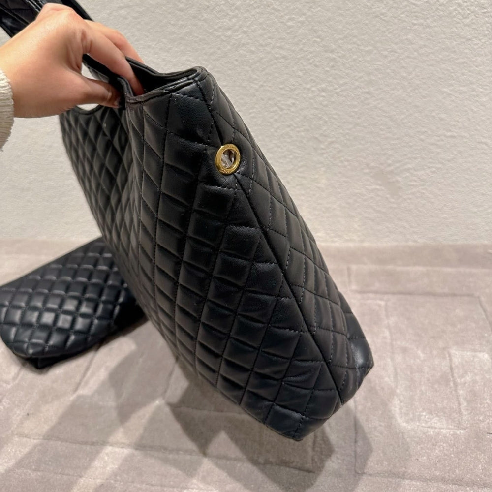 Saint Laurent Icare Shopping Bag In Quilted Black Gold 50Cm