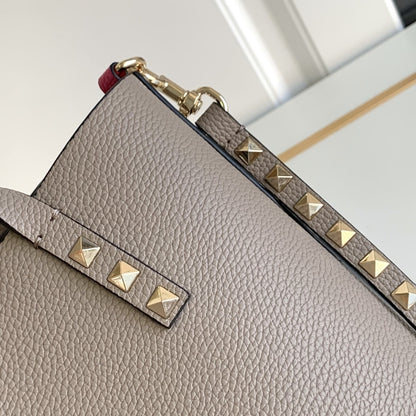 VALENTINO GARAVANI ROCKSTUD SMALL TOTE BAG GREY GENUINE 28CM