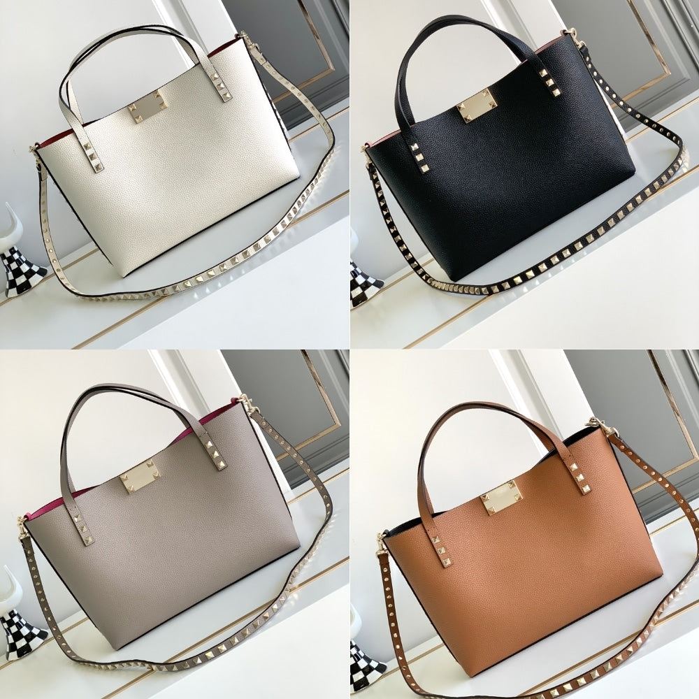 VALENTINO GARAVANI ROCKSTUD SMALL TOTE BAG GREY GENUINE 28CM