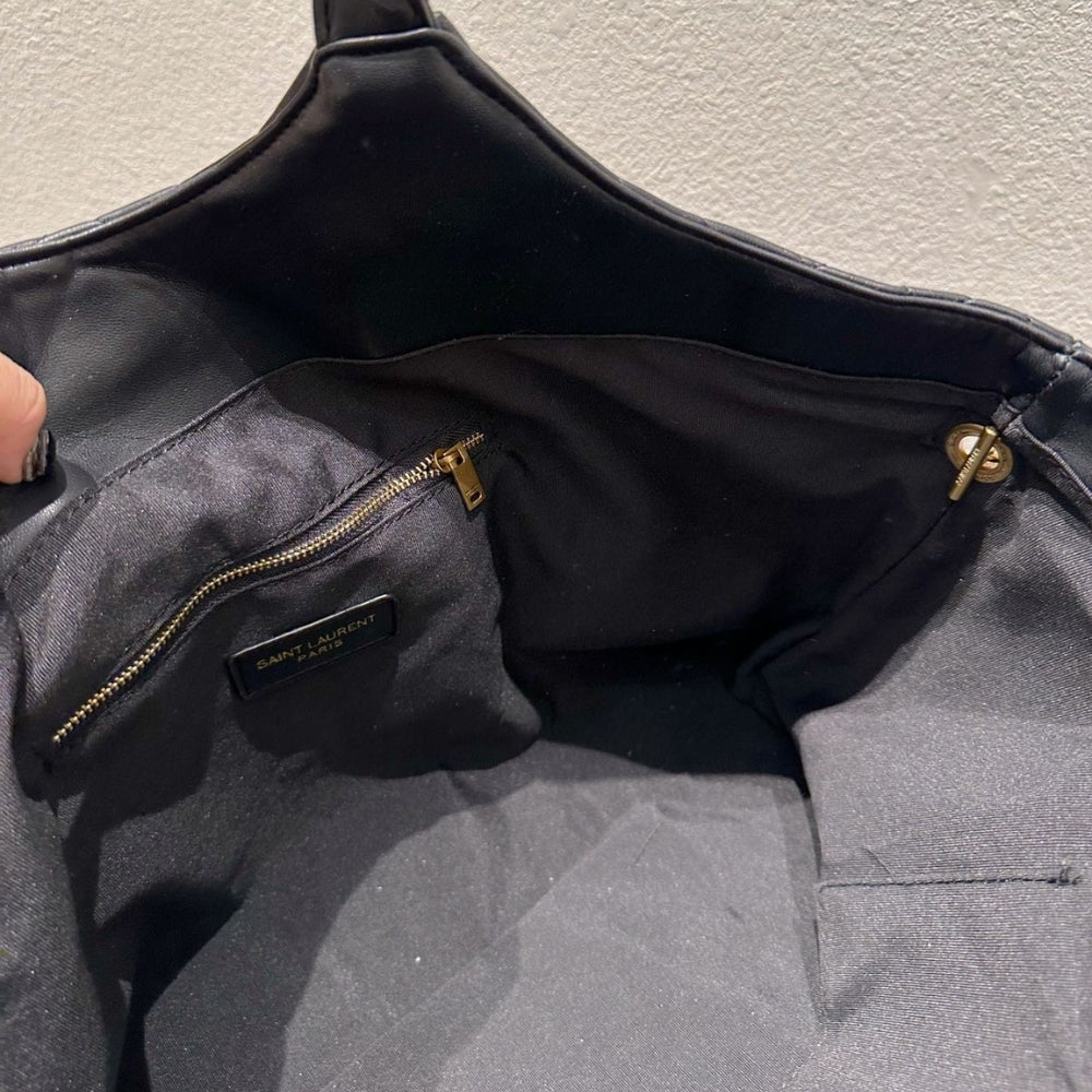 Saint Laurent Icare Shopping Bag In Quilted Black Gold 50Cm