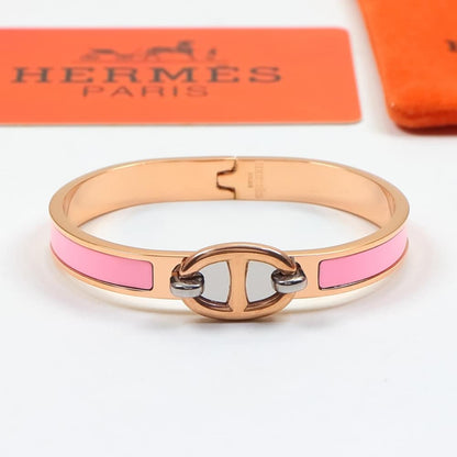 Hermes Mini Clic Anchor Chain Bracelet Rose Gold Tone With Light Pink H209000FO1ZPM