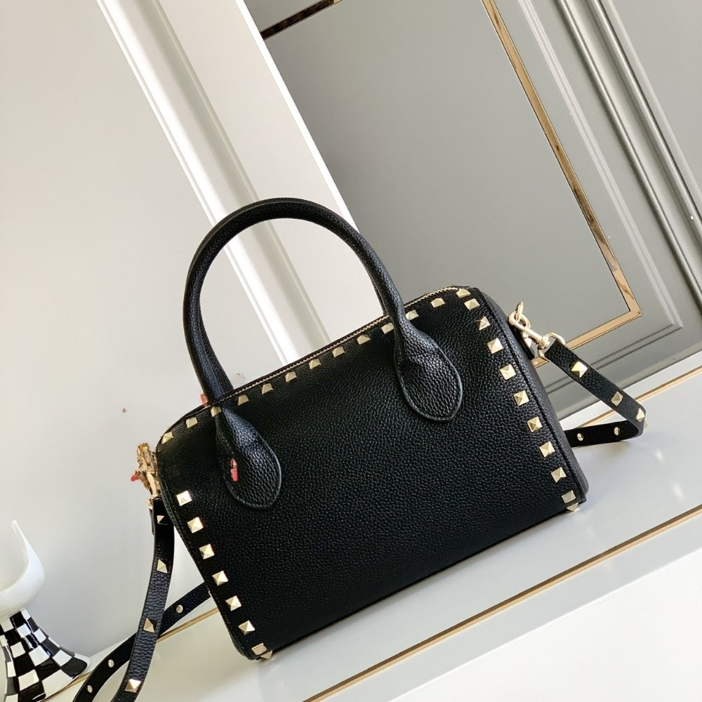 VALENTINO CARAVANI BOLSAS ROCKSTUD GRANATO BLACK 24CM