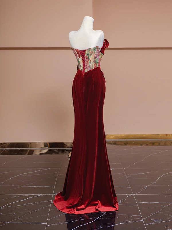 Red strapless boning long ball gown/bridal dress R8303