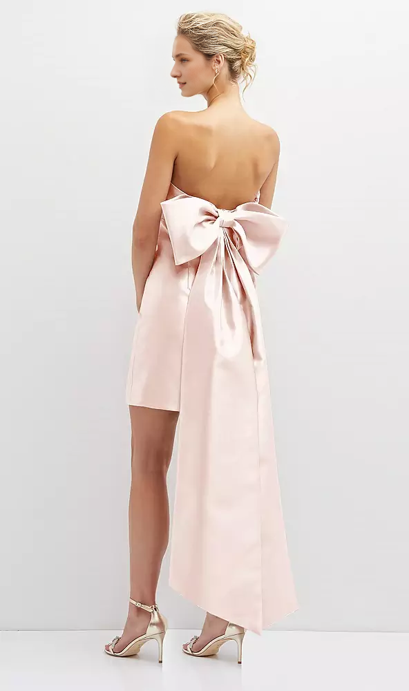 Super large bow strapless satin mini Prom dress
