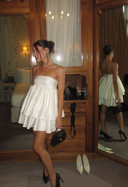 White Short Party Dress Short Prom Gown