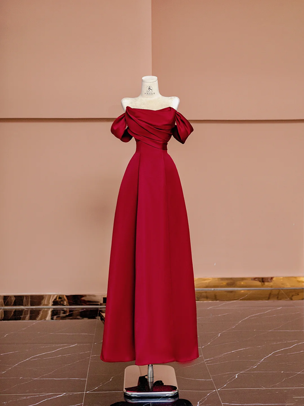 Red off-the-shoulder fitted long elegant ball gown/bridal dress R8422