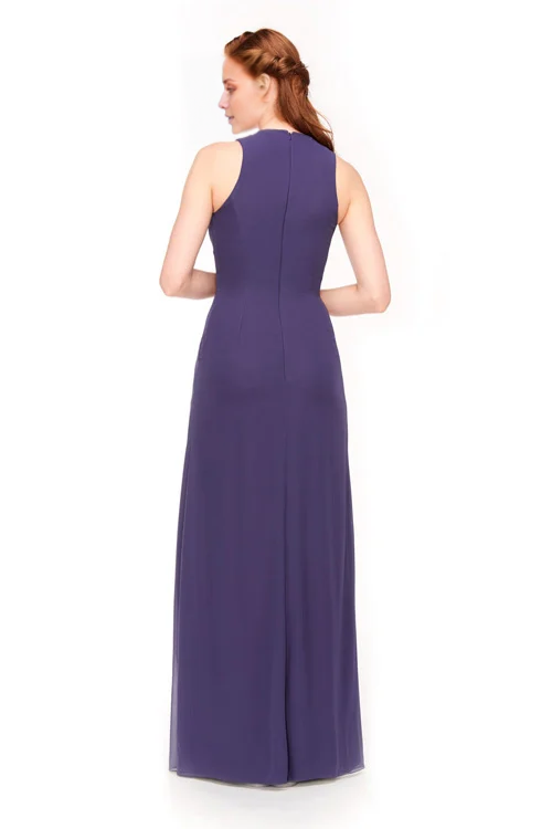 collar sleeveless minimalist and floor length Prom dress