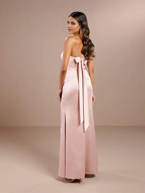 off shoulder collar sleeveless strapless backless and floor length evening dress