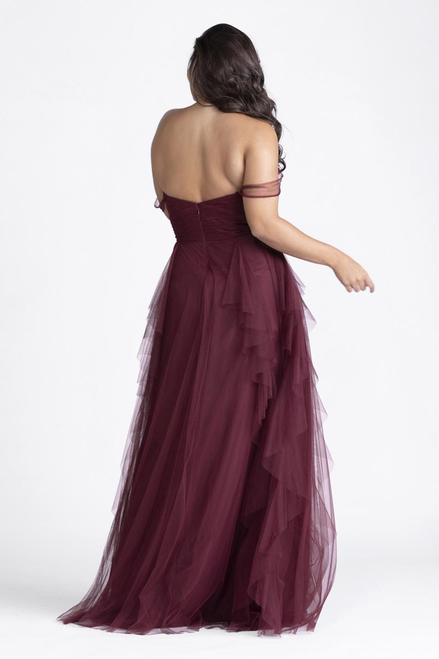 off shoulder collar sheer pleated backless and floor length evening dress