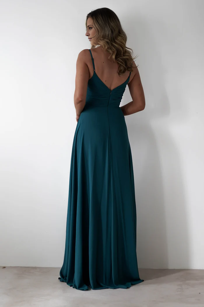Thin shoulder strap with open back and floor length Prom Dress - Dress