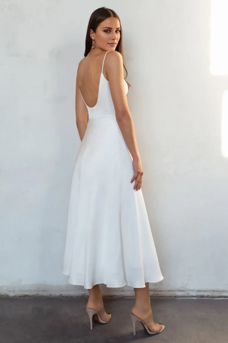 square neckline off shoulder sleeveless thin shoulder strap off back long Prom dress