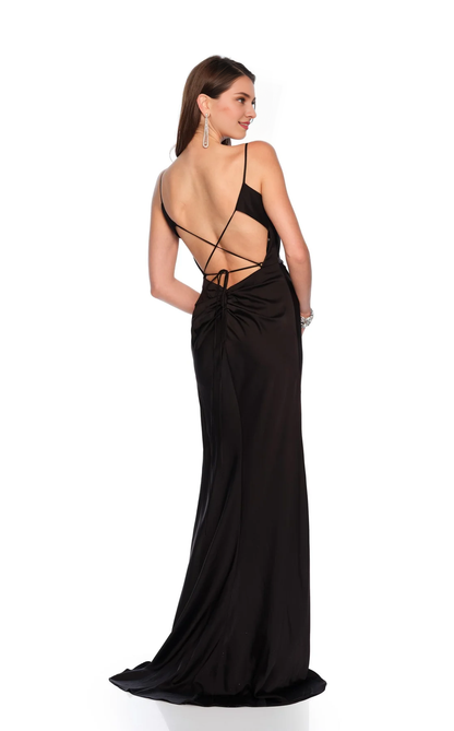 Asymmetric cape collar with thin shoulder straps and floor length Prom dress