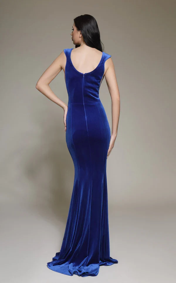 Deep V-neck backless slit and floor length Prom dress