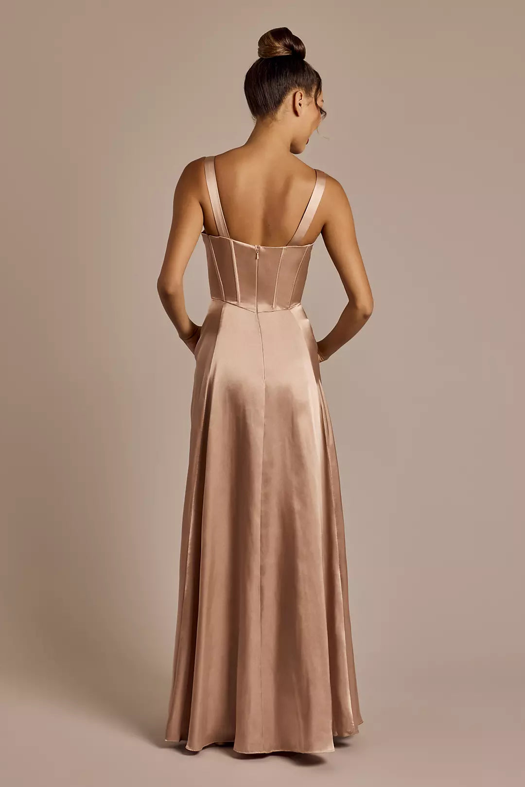 V-neck off shoulder sleeveless backless side slit and floor length Prom dress