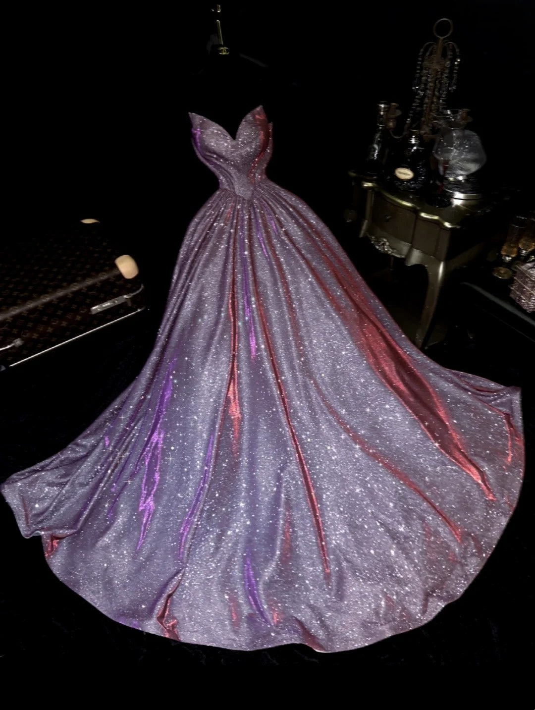Purple shiny elegant long graduation gown evening gown gh6812