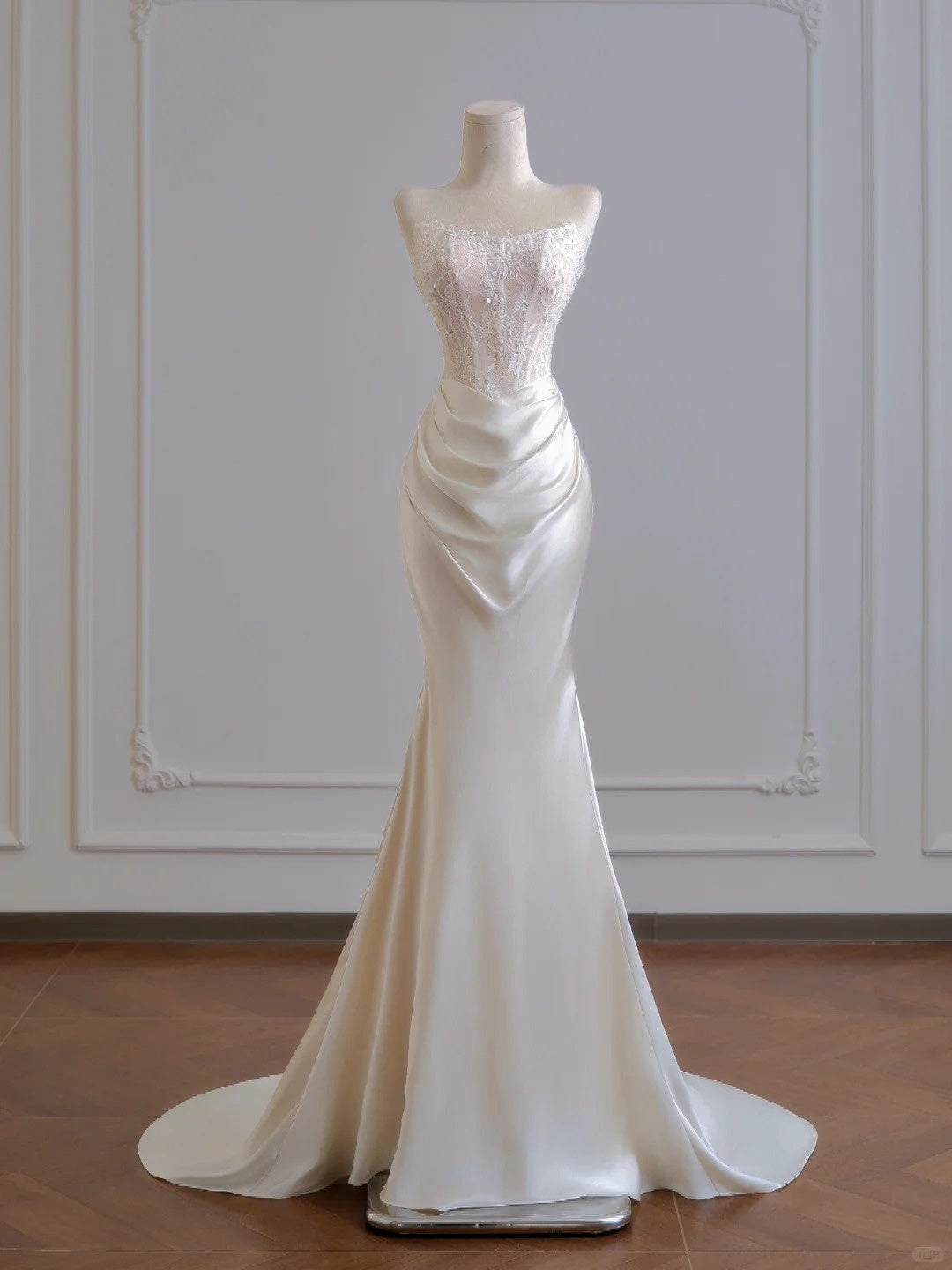 Girlhomeshops--✨Exquisite lace long floor-length satin prom dress wedding dress gh5481