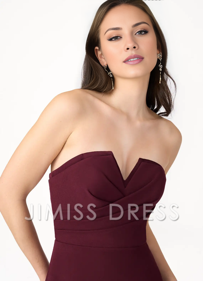 off shoulder strapless side slit backless and floor length Prom dress