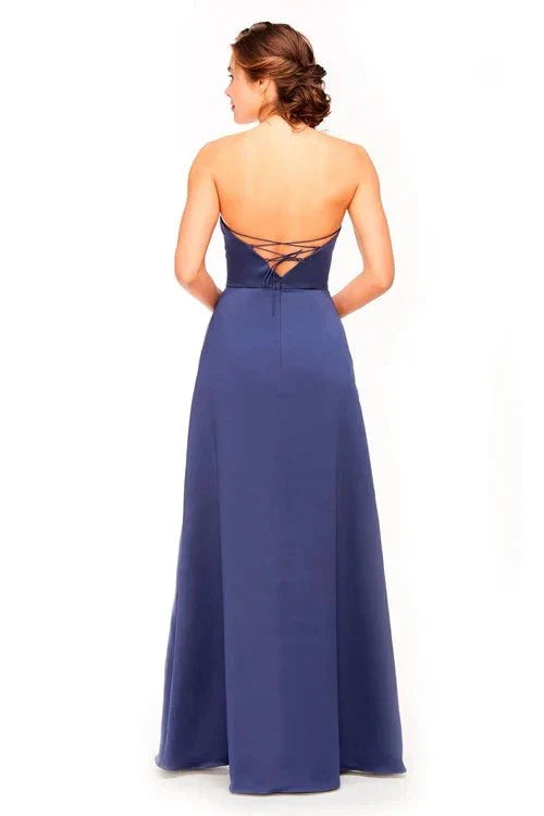 off shoulder collar sleeveless strapless backless and floor length evening dress