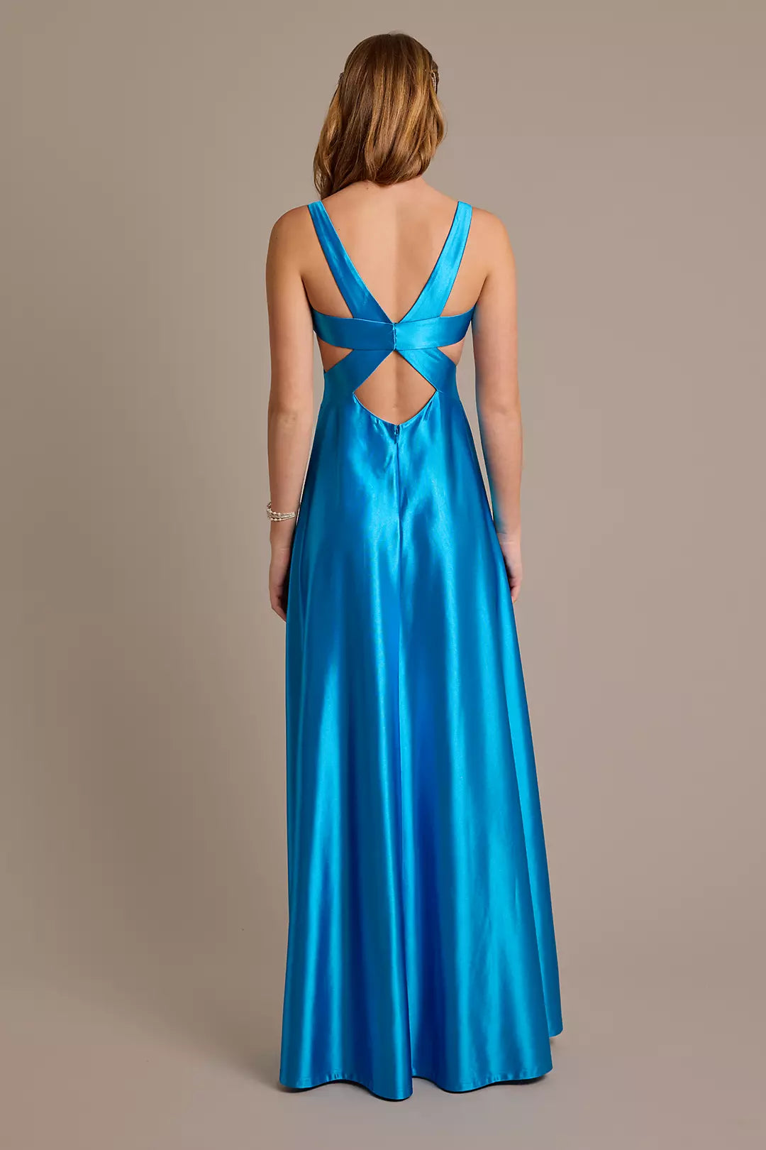 Sculpting Satin A-Line Dress with Side Cutoutses prom dress