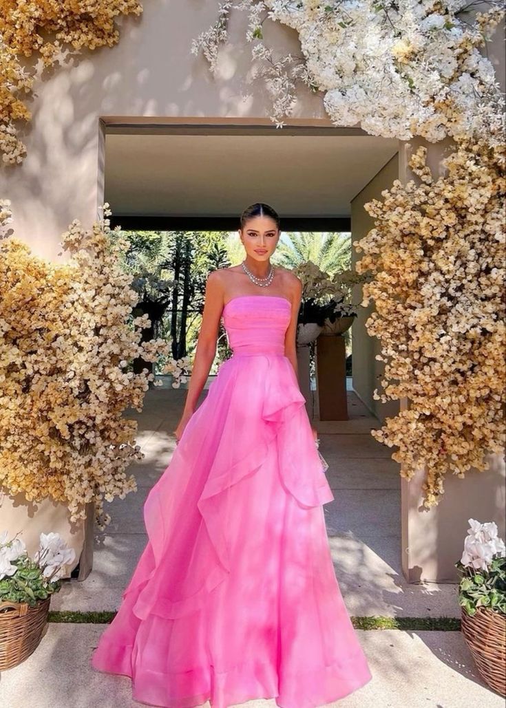 Pink Long Formal Gowns Pink Party Dresses