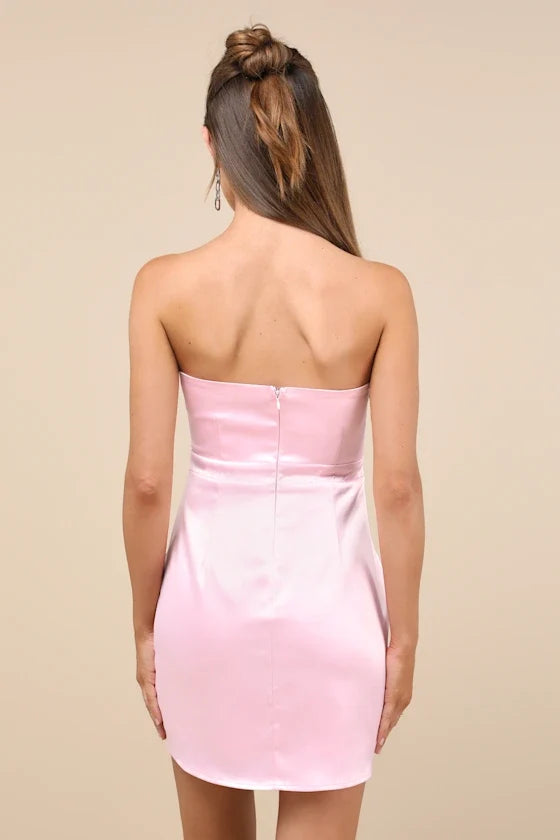 off shoulder collar sleeveless strapless bow details backless short Homecoming dress
