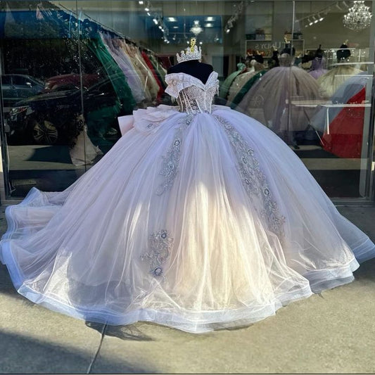 Quinceanera Dress Lace Applique Sequins Beading Mexican Sweet 16 Vestidos De XV 15 Anos Ball Gowns