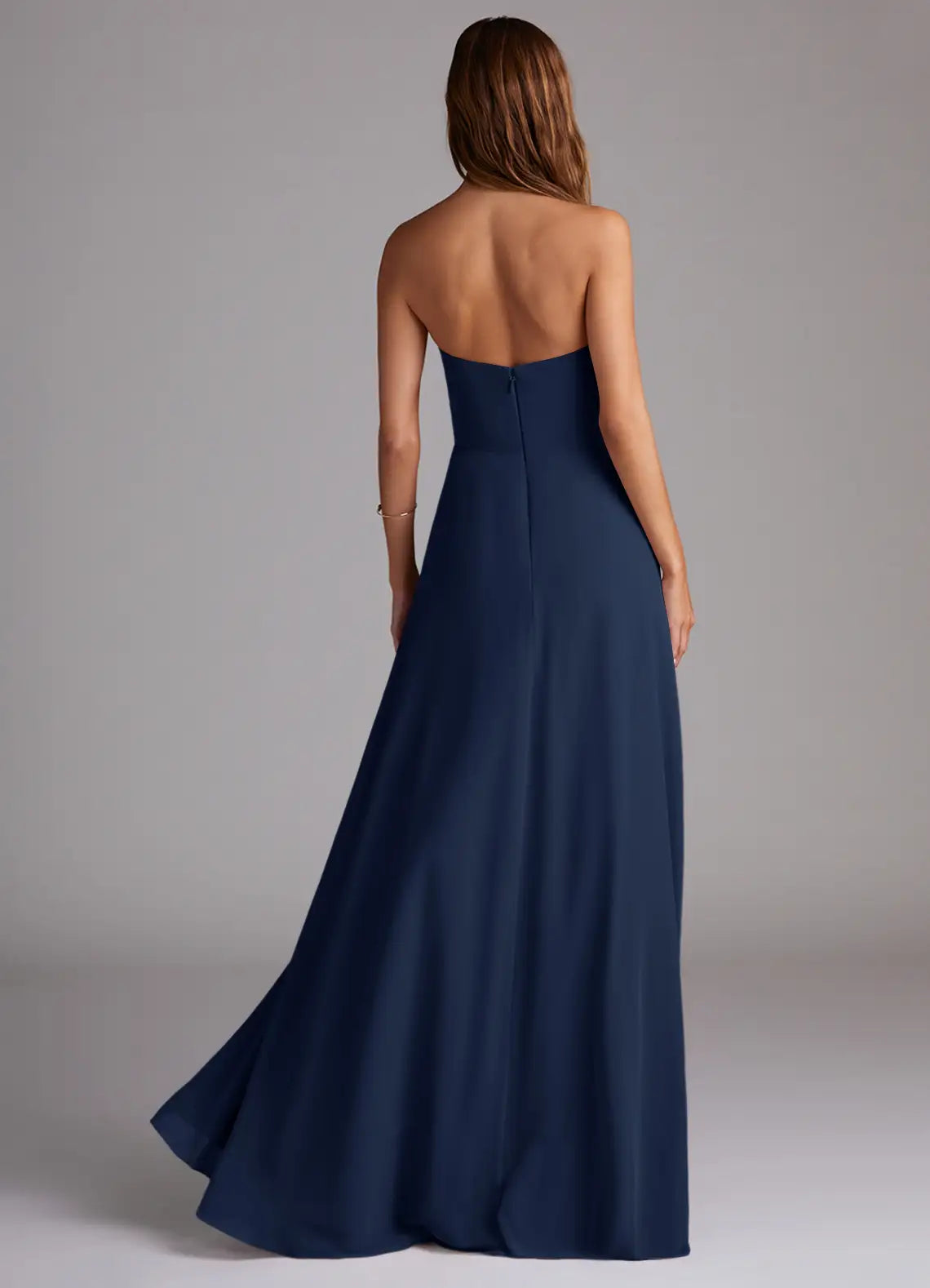 A-line side seam chiffon side slit and floor length bridesmaid dress - Dress